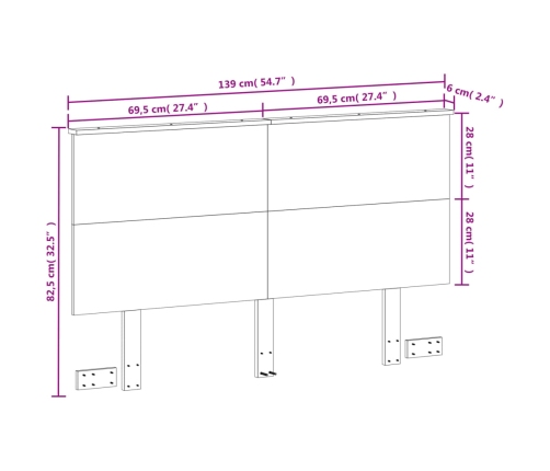 Cabecero de cama madera maciza de pino marrón cera 135 cm