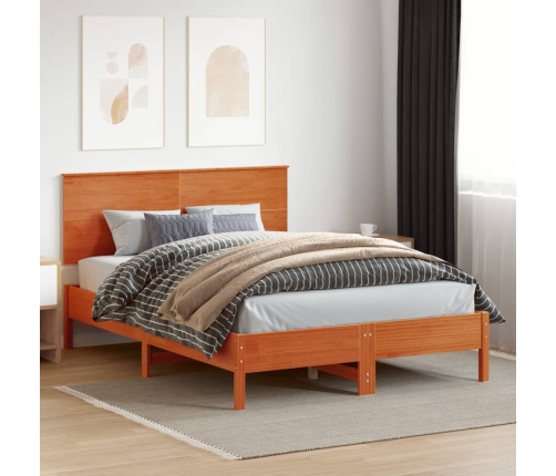 Cabecero de cama madera maciza de pino marrón cera 160 cm