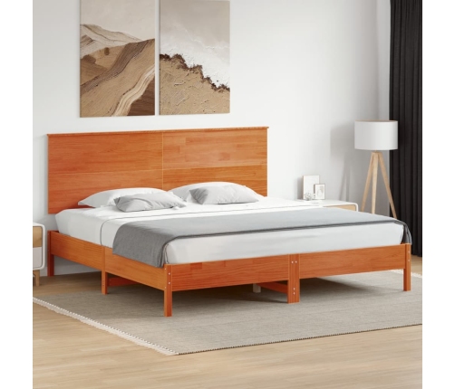 Cabecero de cama madera maciza de pino marrón cera 180 cm