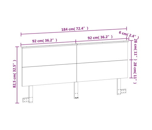 Cabecero de cama madera maciza de pino marrón cera 180 cm