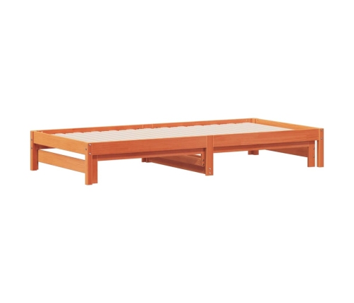 Sofá cama nido madera maciza de pino marrón cera 90x200 cm