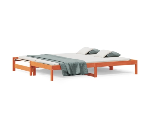 Sofá cama nido madera maciza de pino marrón cera 90x200 cm