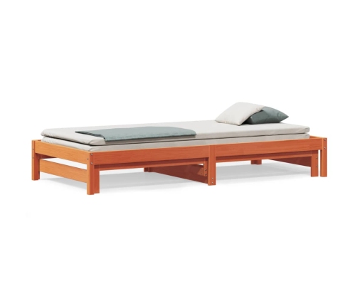 Sofá cama nido madera maciza de pino marrón cera 90x200 cm