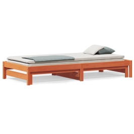 Sofá cama nido madera maciza de pino marrón cera 80x200 cm