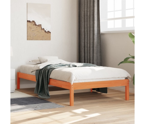 Sofá cama sin colchón madera maciza pino marrón cera 90x190 cm