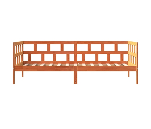 vidaXL Sofá cama de madera maciza de pino marrón cera 90x200 cm