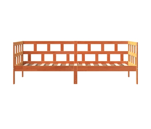 Sofá cama sin colchón madera maciza pino marrón cera 80x200 cm