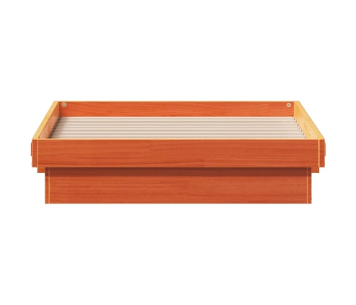 Estructura de cama LED madera maciza pino marrón cera 90x200 cm