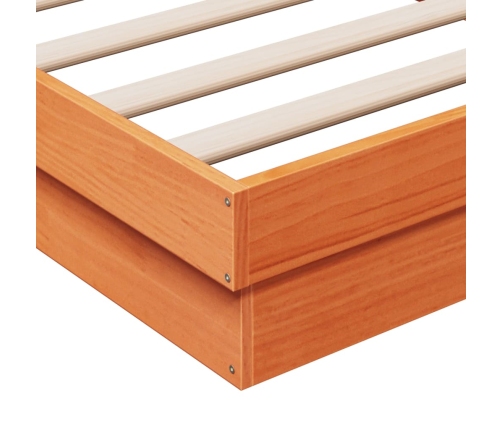 Estructura de cama LED madera maciza pino marrón cera 90x200 cm