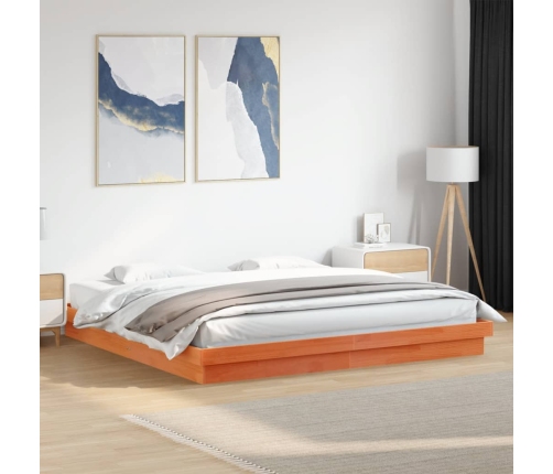 Estructura de cama LED madera maciza pino marrón cera 180x200cm