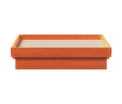 Estructura de cama LED madera maciza pino marrón cera 90x190 cm