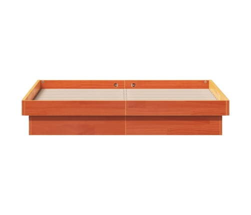 Estructura de cama LED madera maciza pino marrón cera 120x190cm