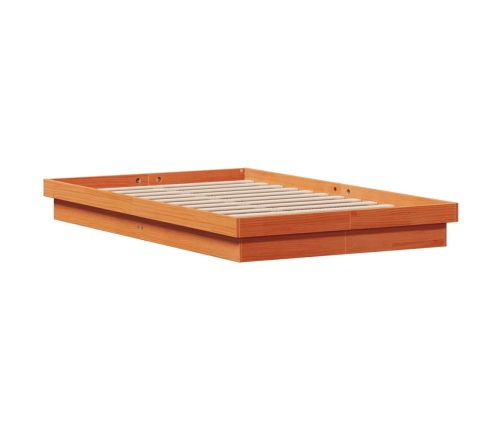 vidaXL Estructura de cama LED madera maciza pino marrón cera 135x190cm