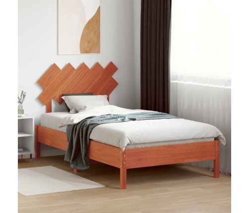 Cabecero de cama madera maciza de pino marrón cera 90 cm