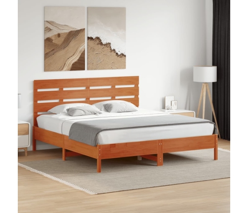 Cabecero de cama madera maciza de pino marrón cera 180 cm