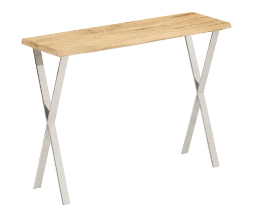 Mesa consola con borde natural madera mango maciza 105x33x76 cm