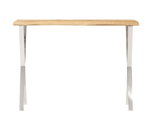 Mesa consola con borde natural madera mango maciza 105x33x76 cm