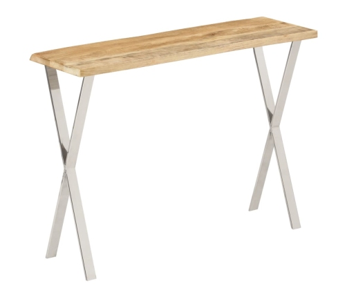 Mesa consola con borde natural madera mango maciza 105x33x76 cm