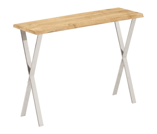 Mesa consola con borde natural madera mango maciza 105x33x76 cm