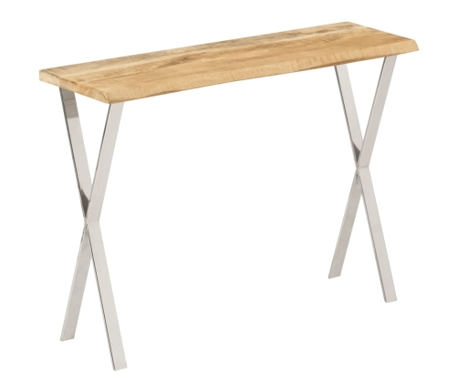 Mesa consola con borde natural madera mango maciza 105x33x76 cm