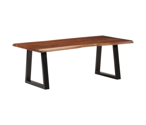 Mesa de centro madera maciza de acacia marrón miel 110x55x40 cm