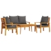 Set de muebles de jardín 4 pzs y cojines madera maciza acacia