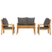 Set de muebles de jardín 4 pzs y cojines madera maciza acacia
