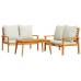 Set de muebles para jardín 3 piezas con cojines madera acacia