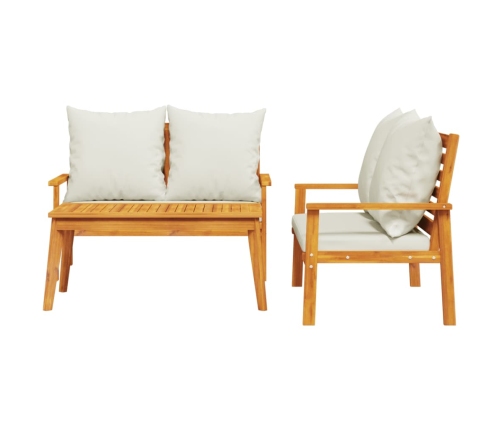 Set de muebles para jardín 3 piezas con cojines madera acacia