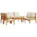 Juego de muebles jardín 5 pzas con cojines madera maciza acacia