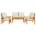 Juego de muebles jardín 5 pzas con cojines madera maciza acacia