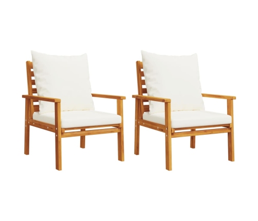 Juego de muebles jardín 5 pzas con cojines madera maciza acacia
