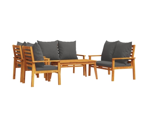 Juego de muebles jardín 5 pzas con cojines madera maciza acacia
