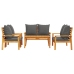 Juego de muebles jardín 5 pzas con cojines madera maciza acacia