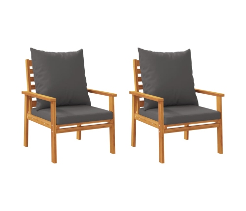Juego de muebles jardín 5 pzas con cojines madera maciza acacia