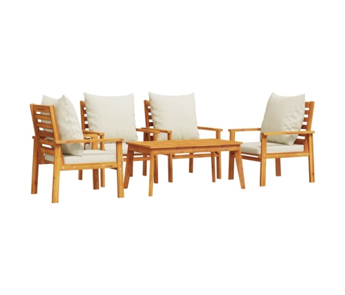 Juego de muebles jardín 5 pzas con cojines madera maciza acacia