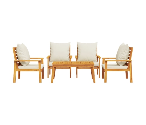 Juego de muebles jardín 5 pzas con cojines madera maciza acacia