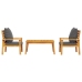 Set de muebles para jardín 3 piezas con cojines madera acacia