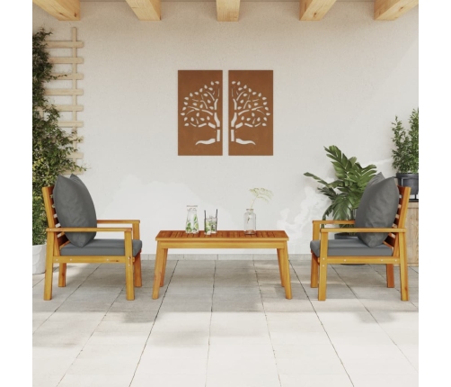 Set de muebles para jardín 3 piezas con cojines madera acacia