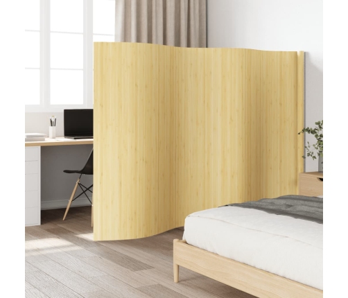 Biombo divisor de bambú color natural claro 165x400 cm