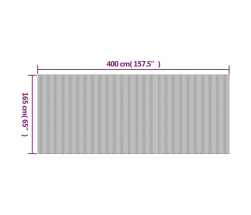 Biombo divisor de bambú blanco 165x400 cm