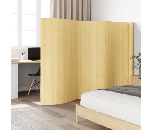 Biombo divisor de bambú color natural claro 165x600 cm