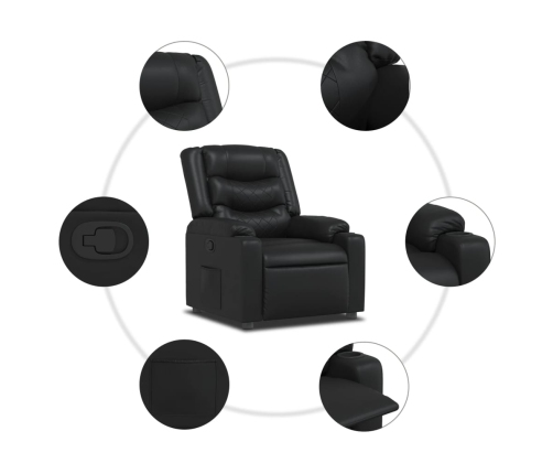 Sillón reclinable de cuero sintético negro