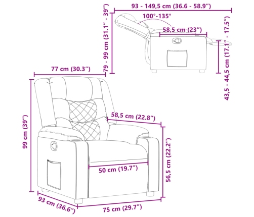 Sillón reclinable de cuero sintético negro