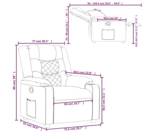 Sillón reclinable de cuero sintético crema