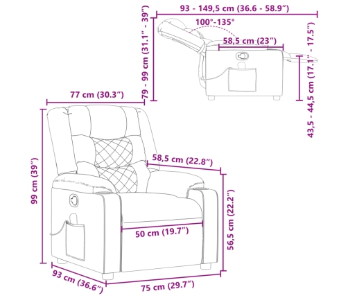 Sillón de masaje reclinable cuero sintético negro