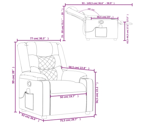 Sillón de masaje reclinable cuero sintético marrón