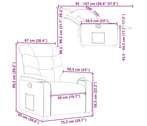 Sillón reclinable de cuero sintético negro