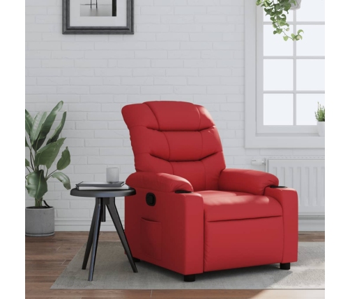 Sillón reclinable de cuero sintético rojo