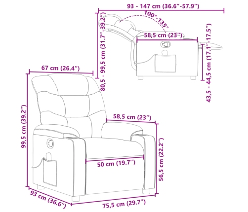 Sillón de masaje reclinable cuero sintético negro